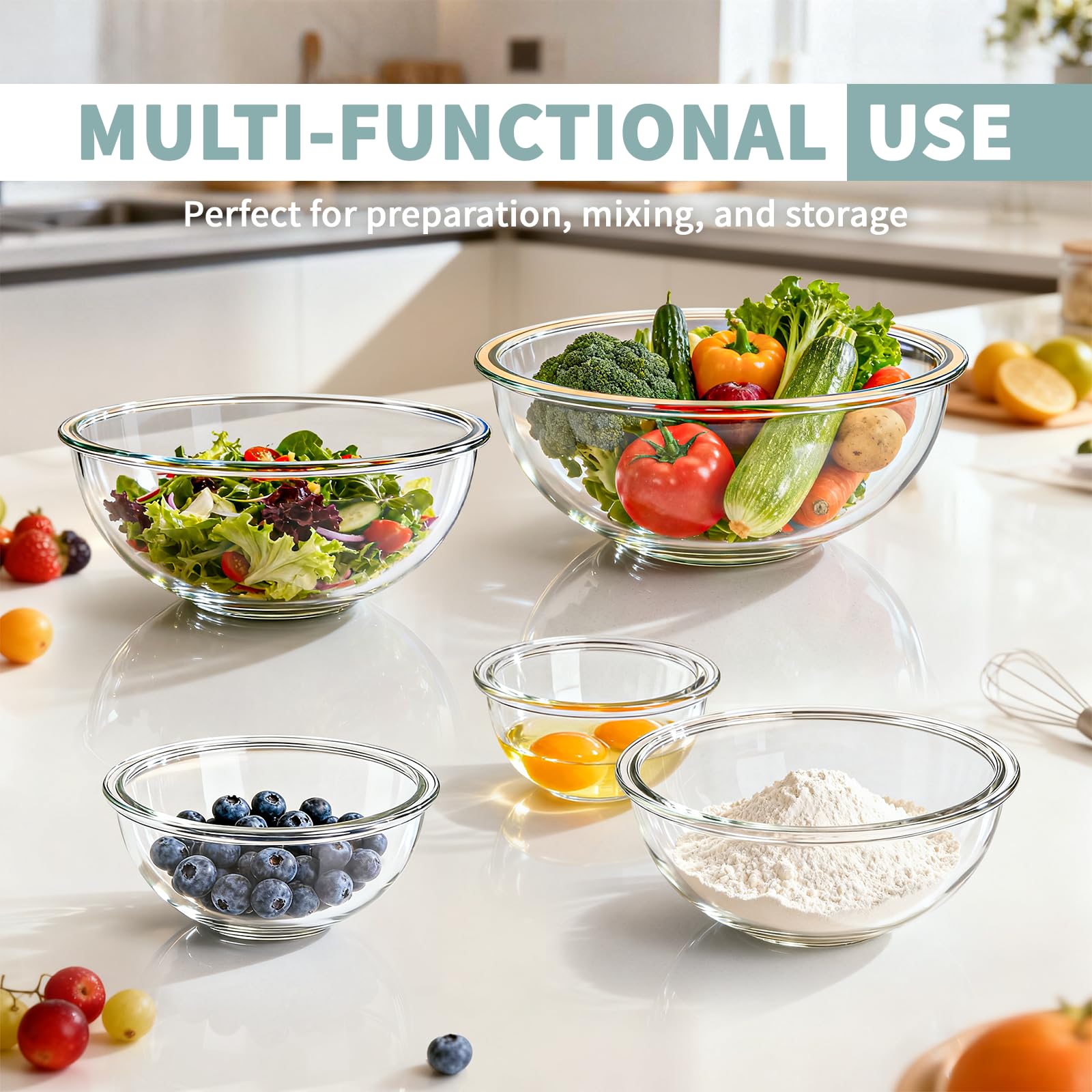 Luvan glass mixing bowl 2.1qt with lid for larger batches.