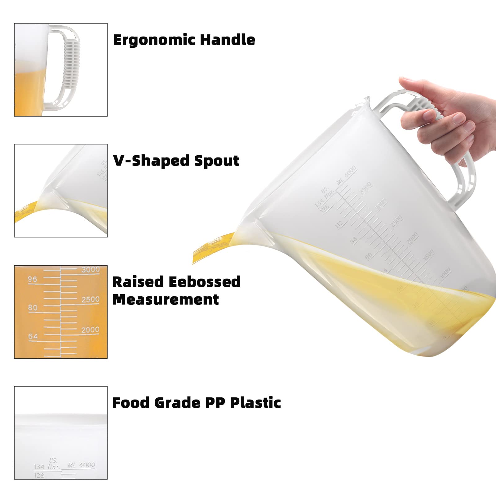Luvan heat resistant polypropylene pitcher suitable for hot liquids and chemical use