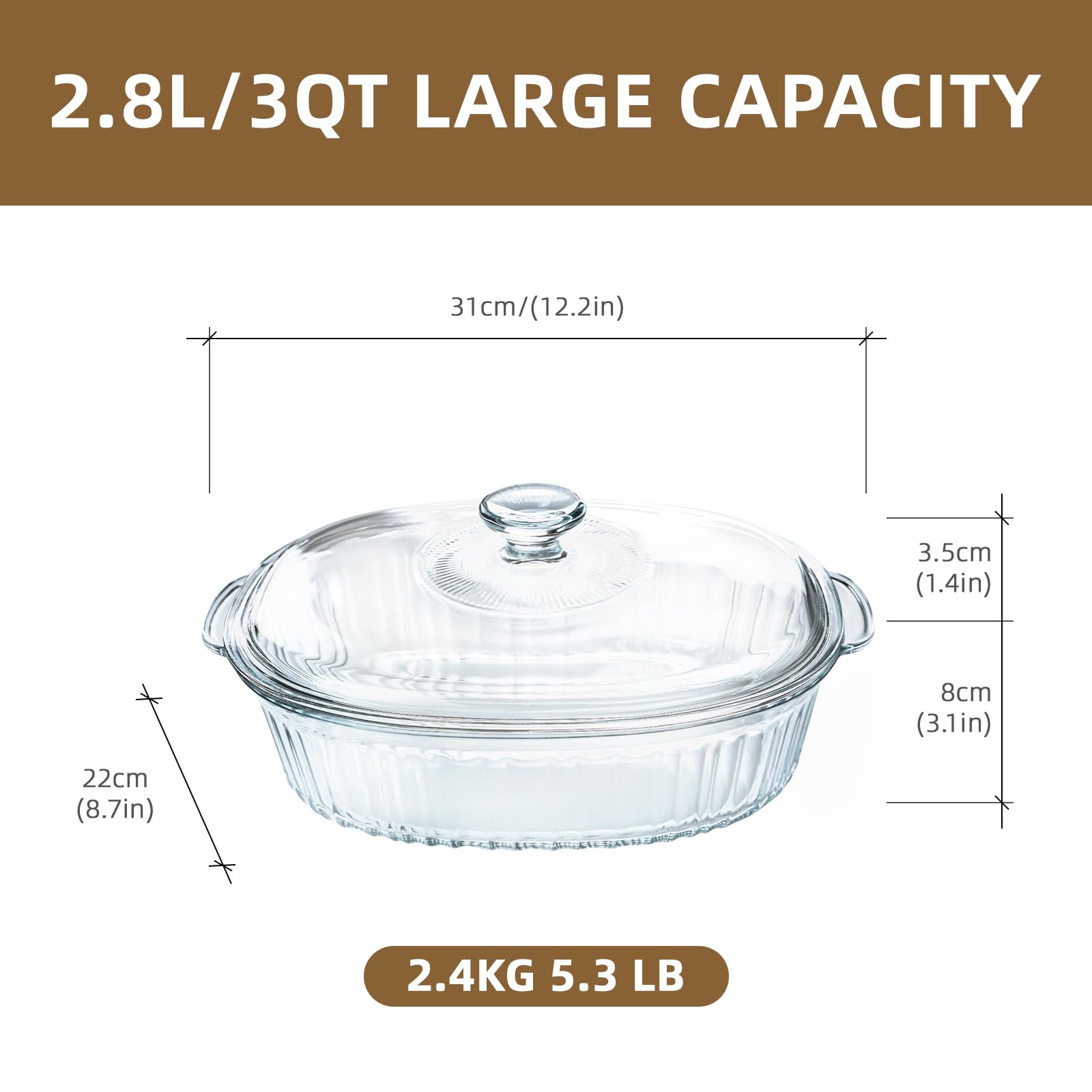 Luvan ribbed oval glass bakeware adds elegant table presence.