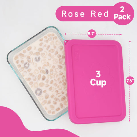 LUVCOSY 3‑cup rectangle silicone lid sky blue for color-coded storage