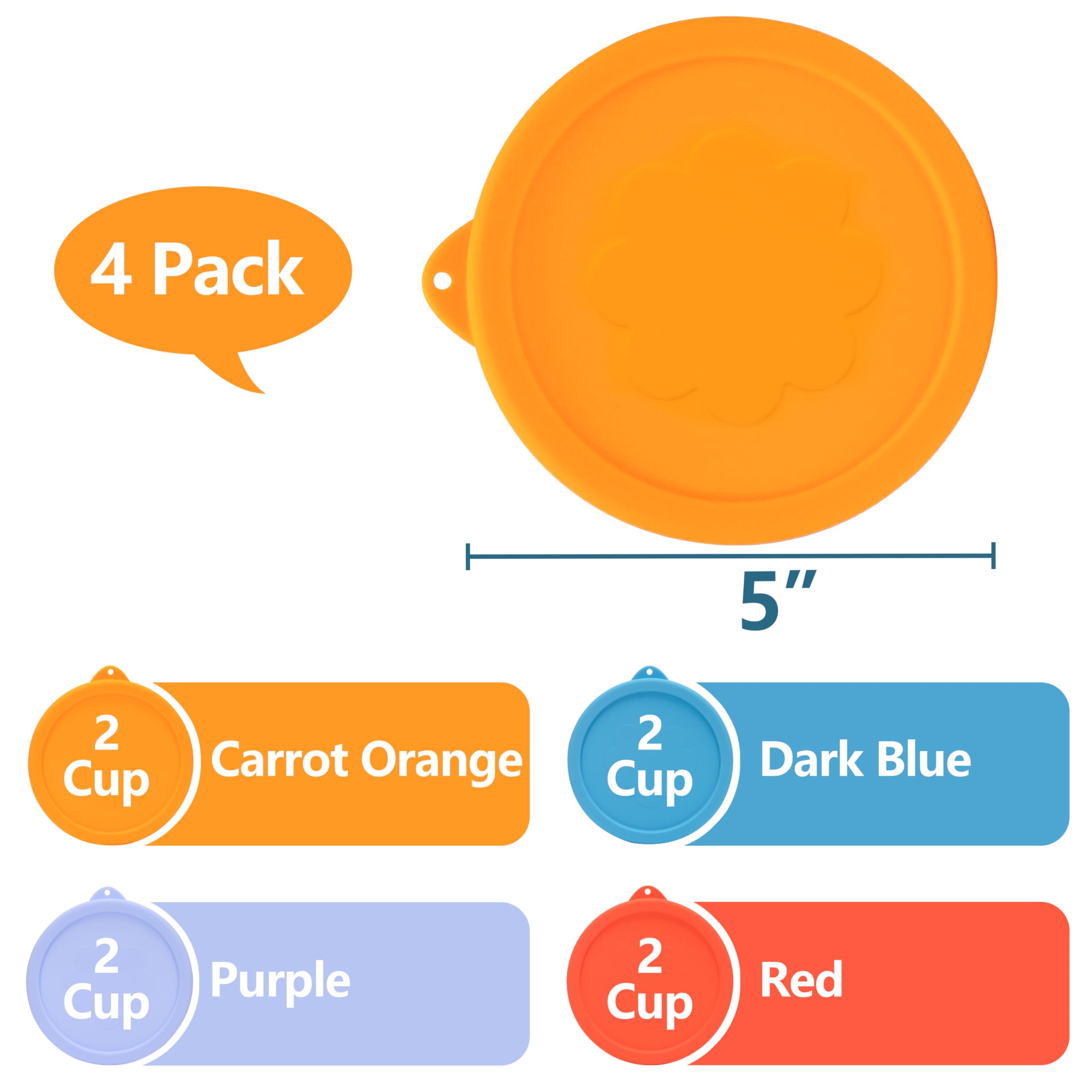 LUVCOSY 4-pack silicone lids in colorful options for easy labeling.