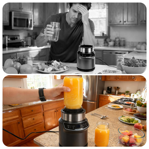 Leak-proof LUVCOSY adapter with Ninja BN401 for secure on-the-go blending.