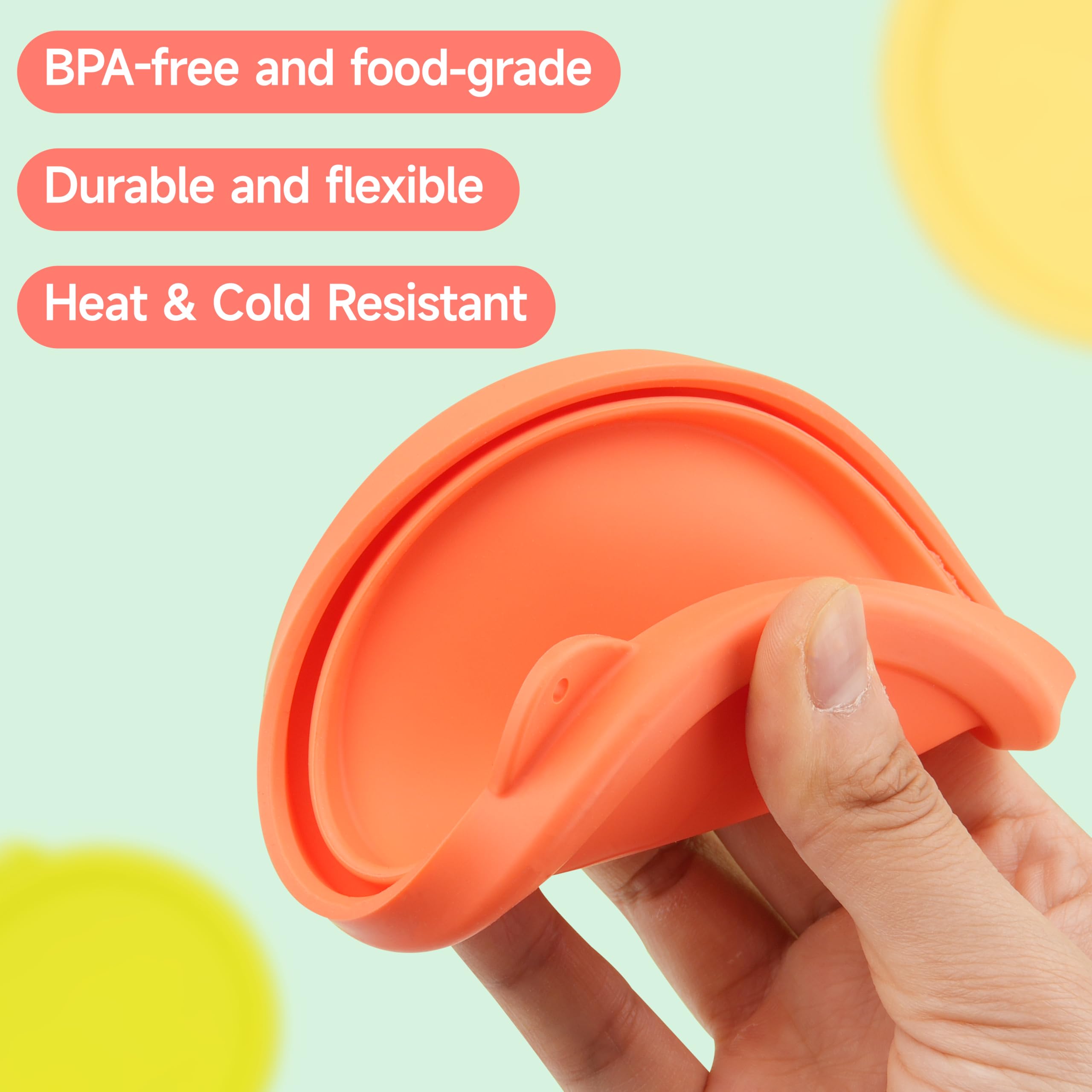 LUVCOSY colorful lids in an assorted set for easy color-coding.