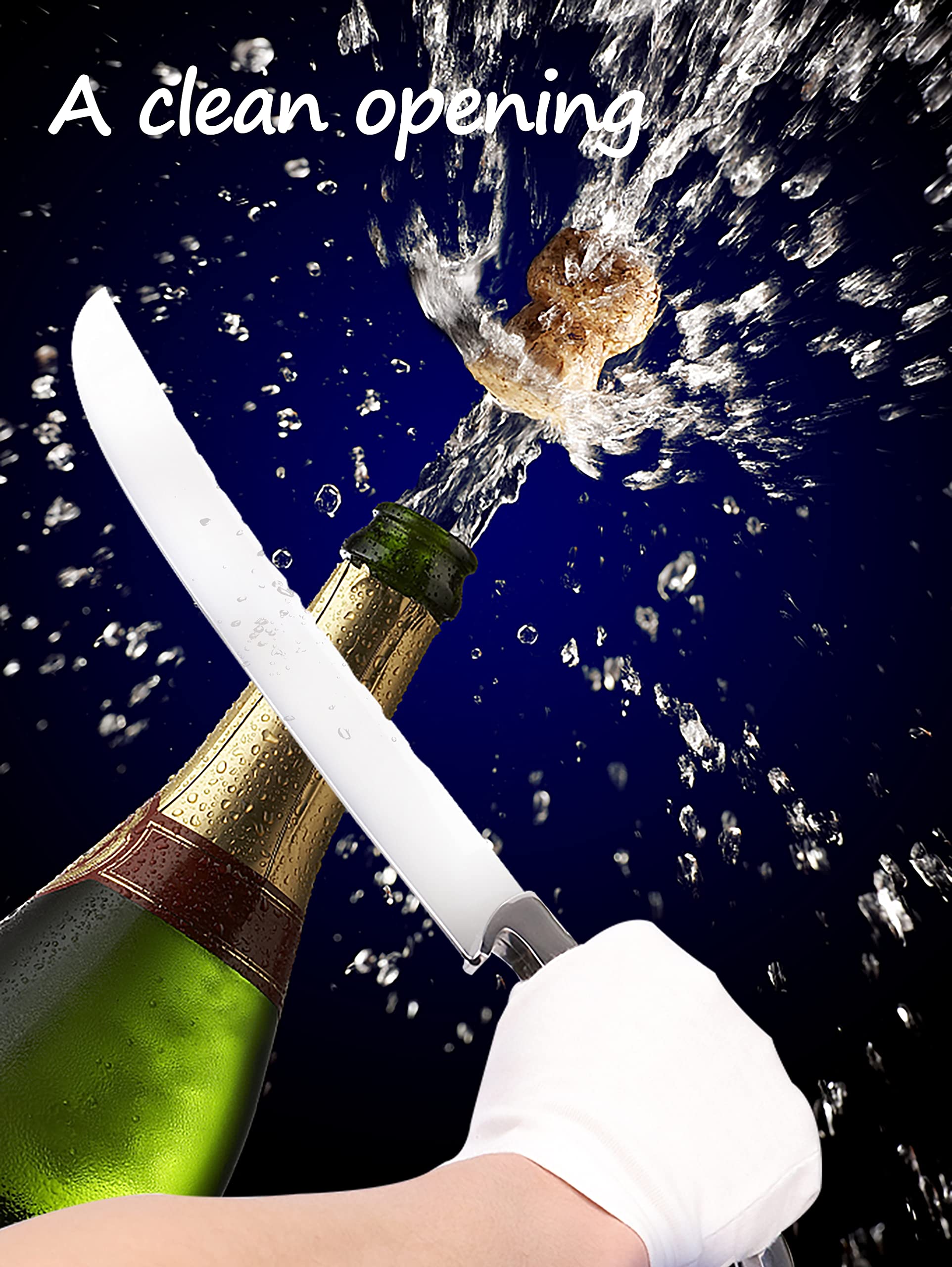 LUVCOSY Stainless steel blade ensures clean openings during sabrage.