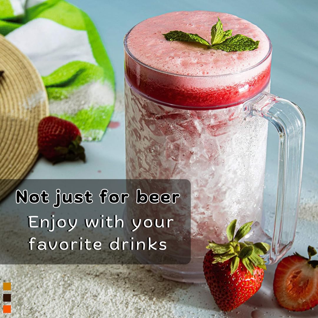 Luxail freezer beer mug 16oz BPA-free material for safe sipping.