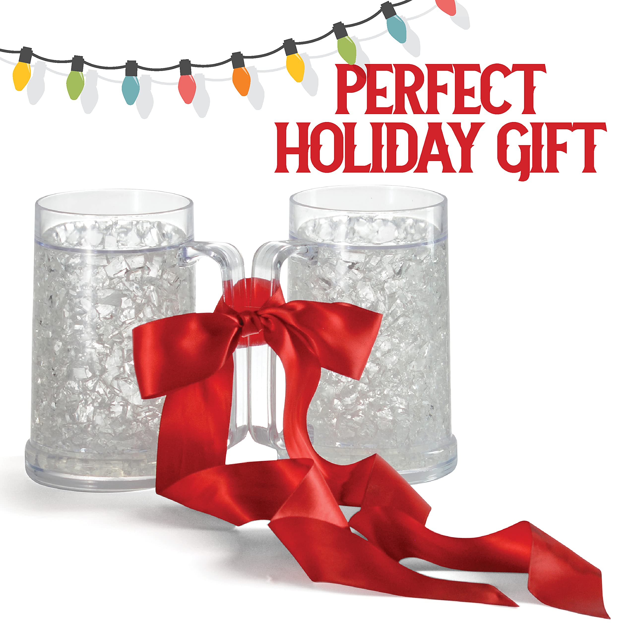 Luxail freezer beer mug 16oz gel-freeze action cools drinks without dilution.