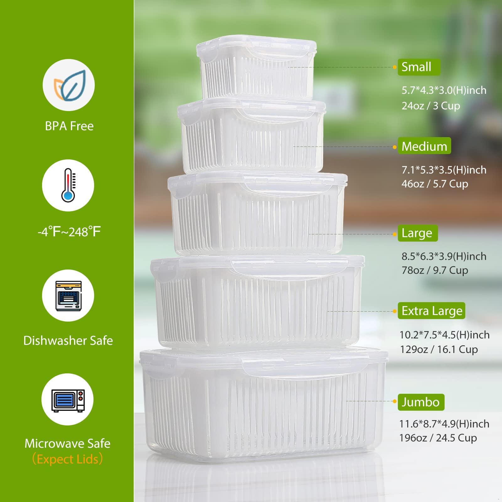 Luxear 5800ml capacity container highlighting bulk storage for longer freshness.