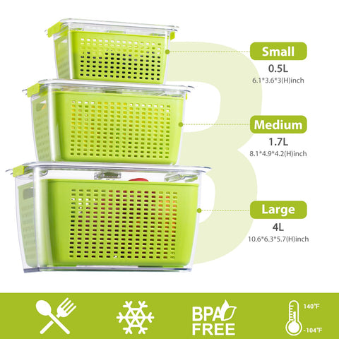 LUXEAR filterable basket and partition help separate and wash produce.
