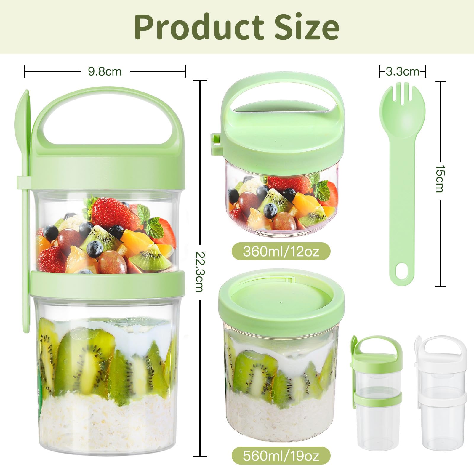 Luxear oats container lid and spoon visible for mess-free on the go