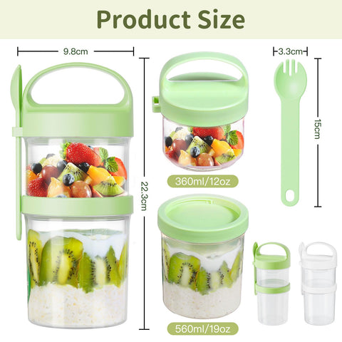 Luxear oats container lid and spoon visible for mess-free on the go