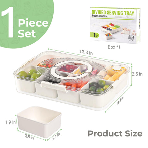 LUXEAR portable snack tray clear container for fridge and on-the-go.