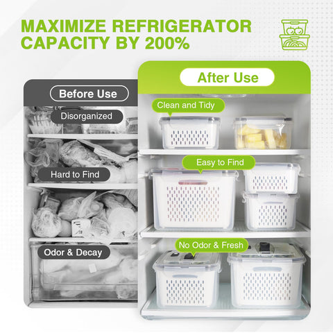 Luxear Stackable Nestable Design – space-saving fridge organization.