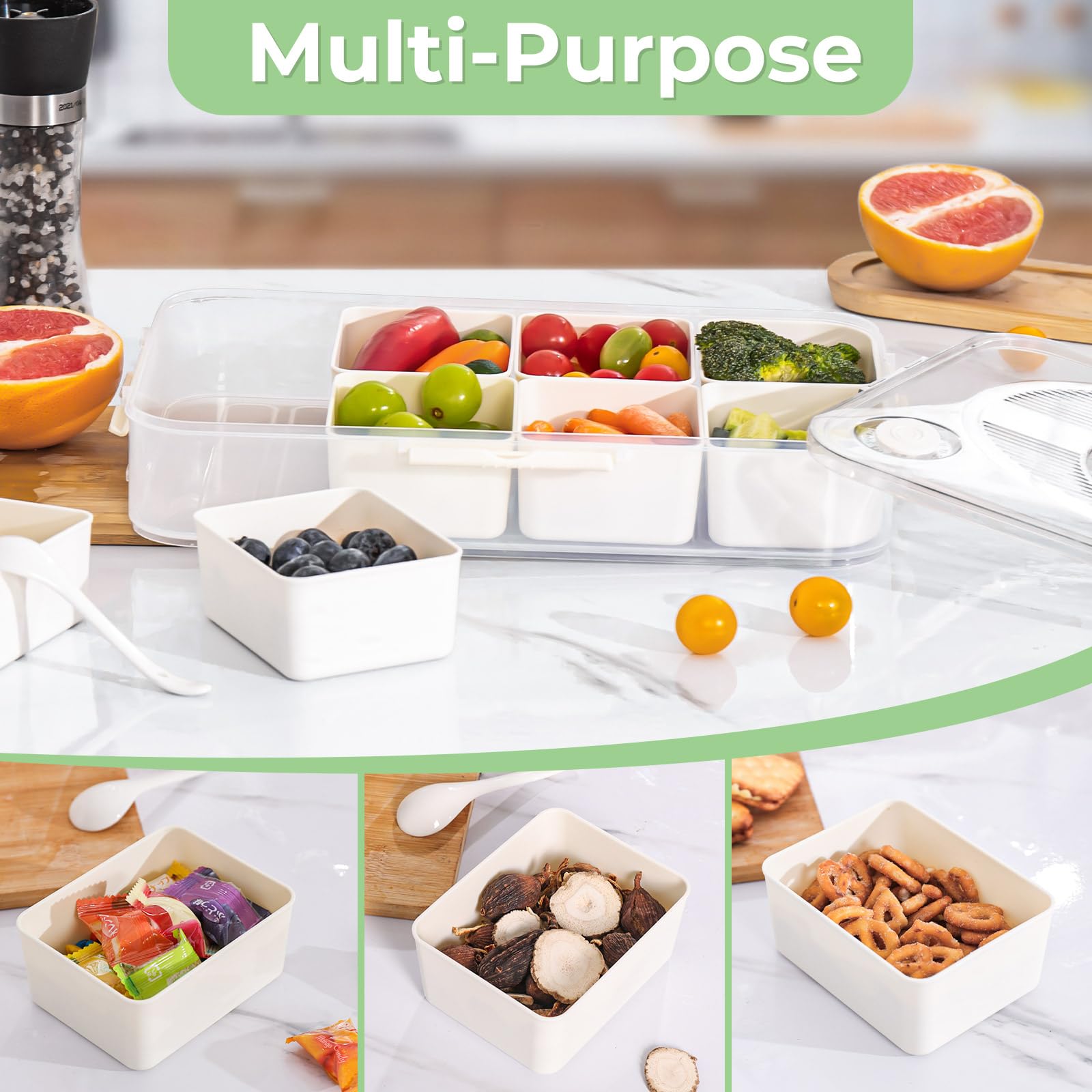 LUXEAR transparent lid snack platter lets you view contents at a glance.