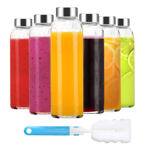 Luxfuel 18 oz clear glass bottle with cap off for easy filling