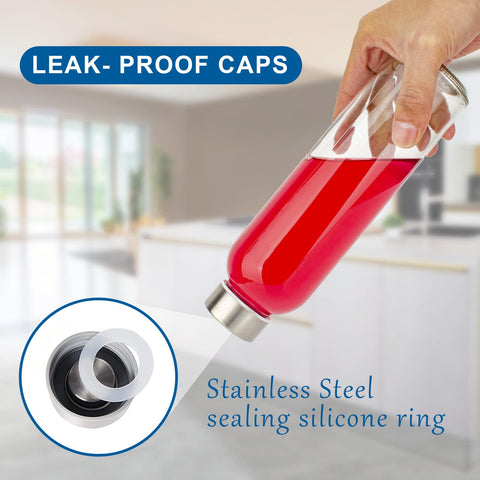 Luxfuel 18 oz clear glass bottle with cap on for secure transport