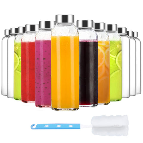 Luxfuel clear glass bottle with 18 oz capacity and secure cap for mess-free sipping.