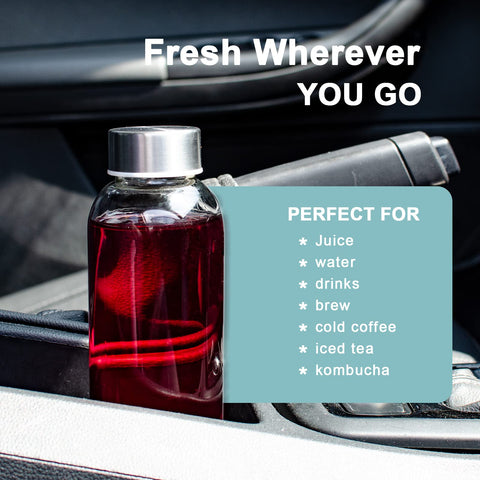 Luxfuel clear 18oz glass bottle side view with slim profile