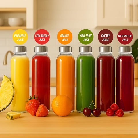 Luxfuel set of 10 glass bottles for juicing or hydration