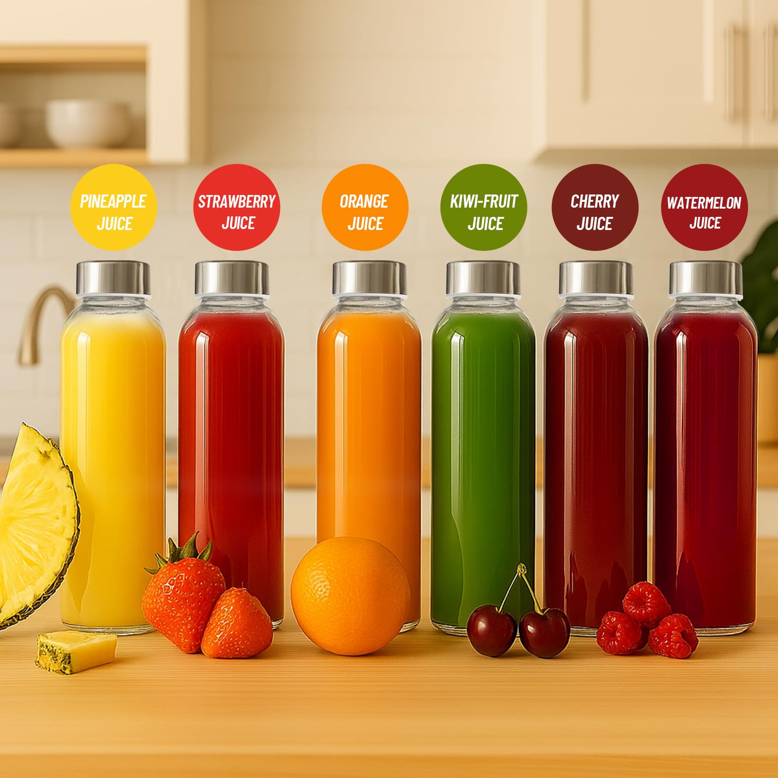 Luxfuel six-pack of clear glass bottles for family use