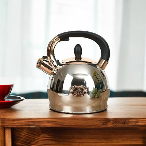 LuxGrace induction-compatible tea kettle for versatile stovetop use.