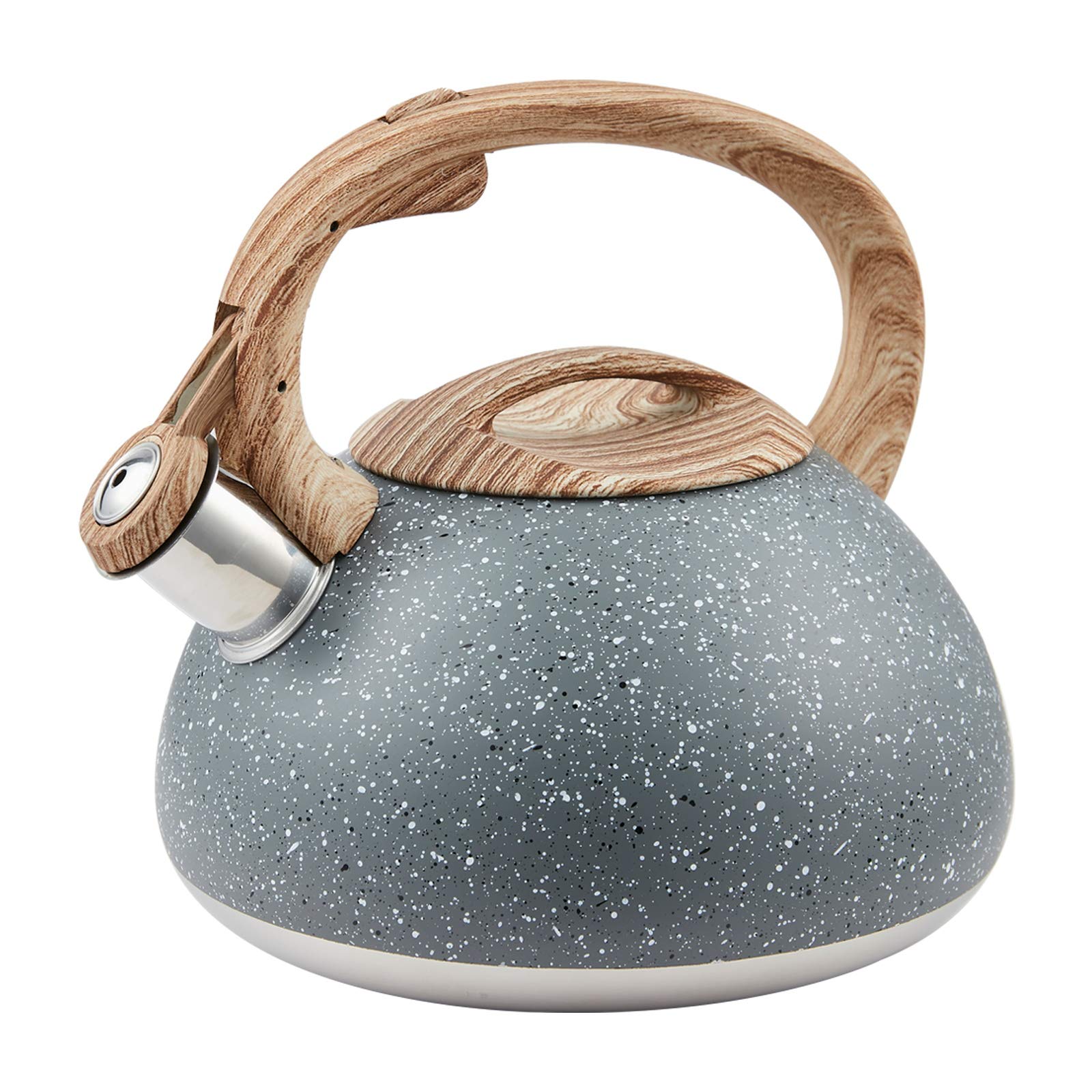 LUXGRACE s-p whistling tea kettle gray assembled, quick boil for family tea time