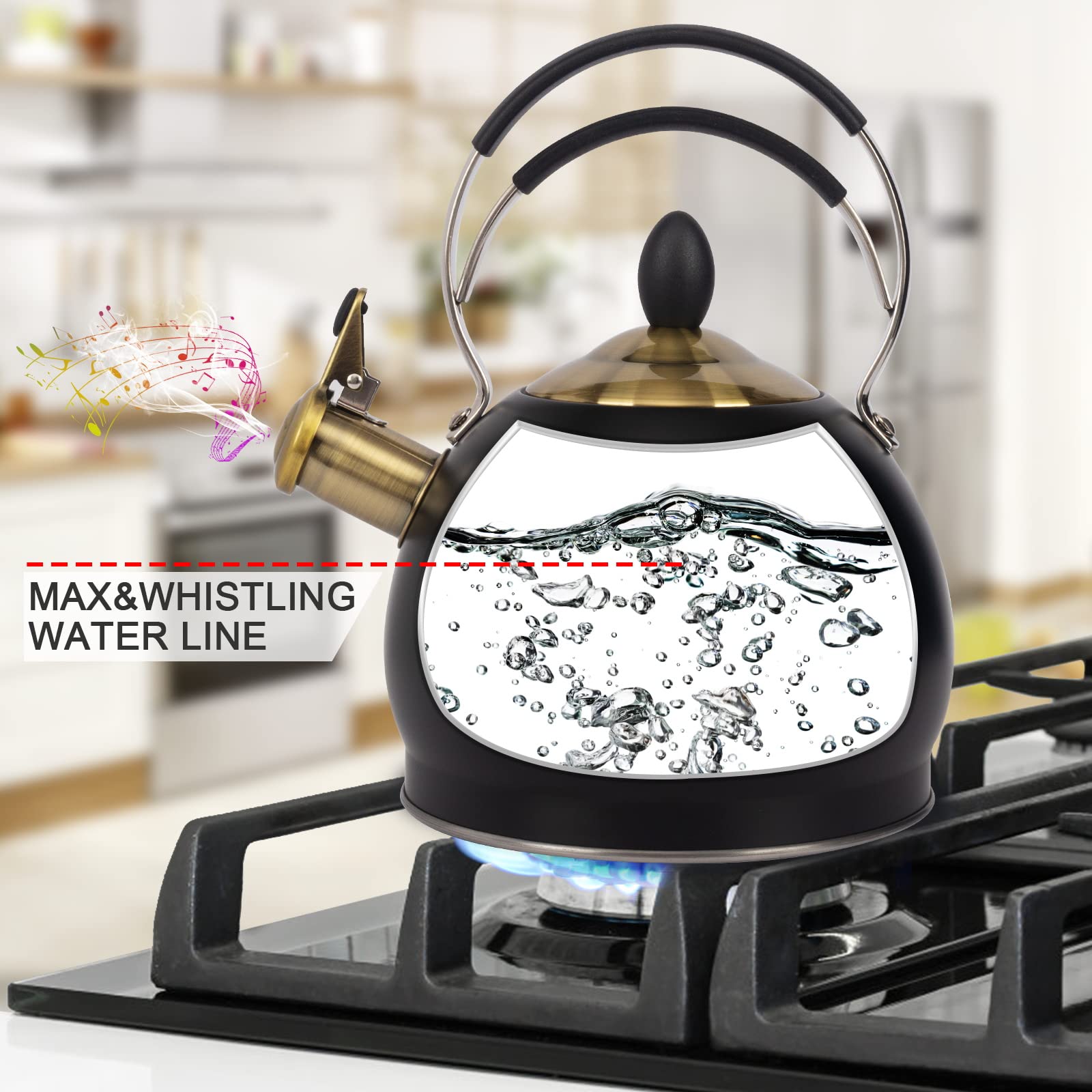 LUXGRACE 2.6 qt capacity teapot, perfect for family gatherings and quick servings.