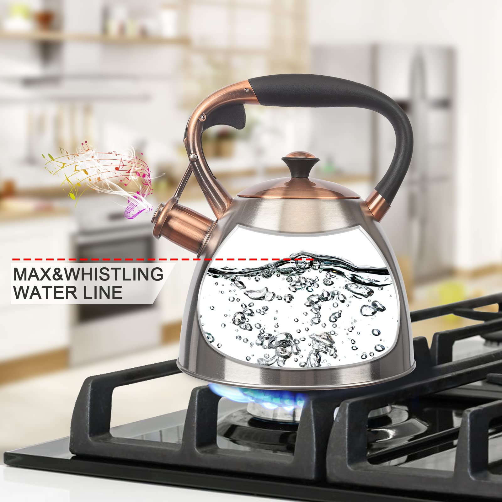 LUXGRACE tea kettle stainless steel body highlights durability