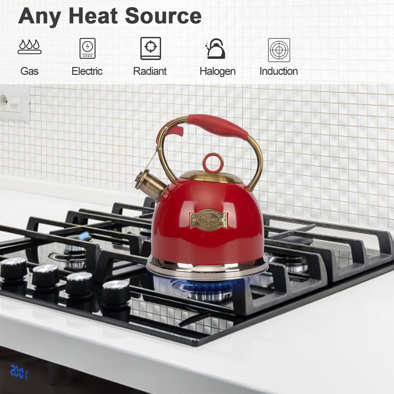 LuxGrace stainless steel body with red finish for durable daily use