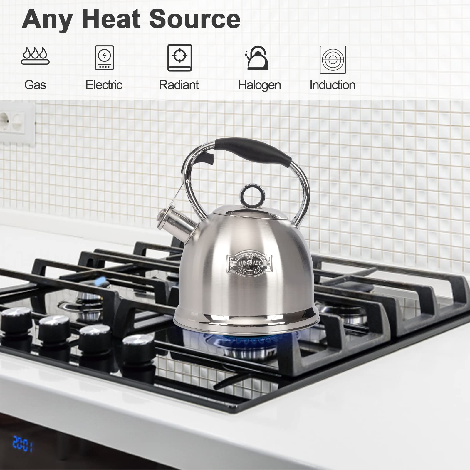 LUXGRACE tea kettle with whistle signaling boiling water