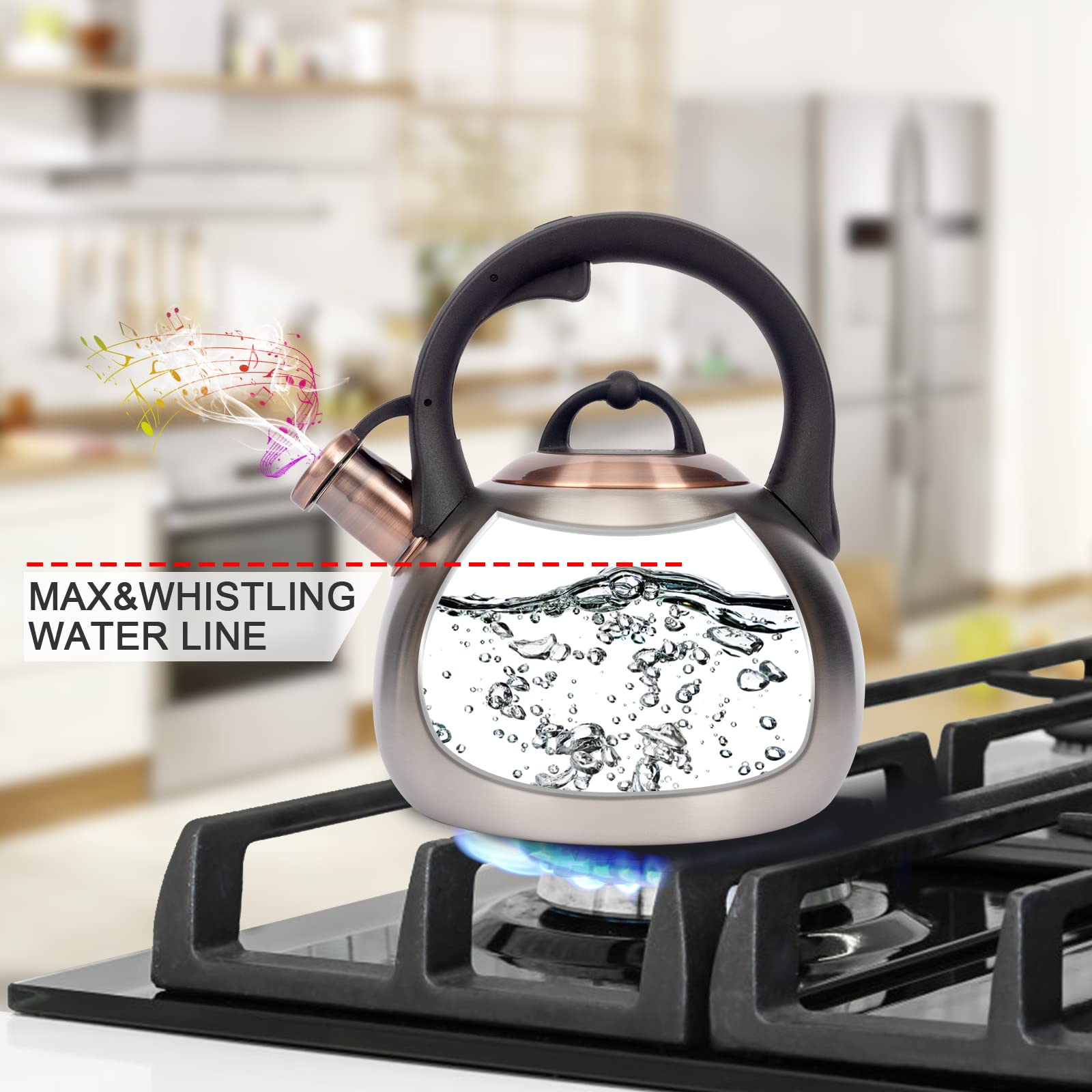 Durable LUXGRACE 5-layer bottom visible on the kettle base.