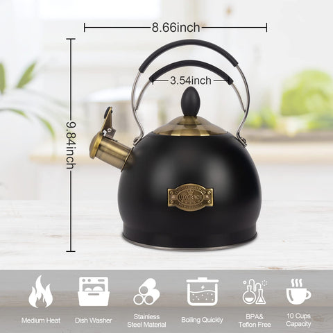 LUXGRACE kettle with loud whistle signaling boiling water.