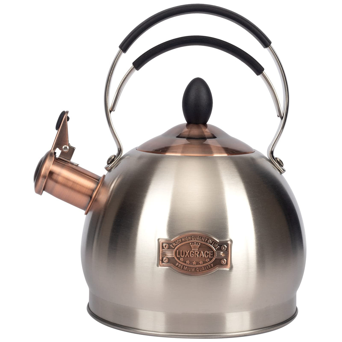 LUXGRACE Whistling Tea Kettle handle for safe lifting and pouring
