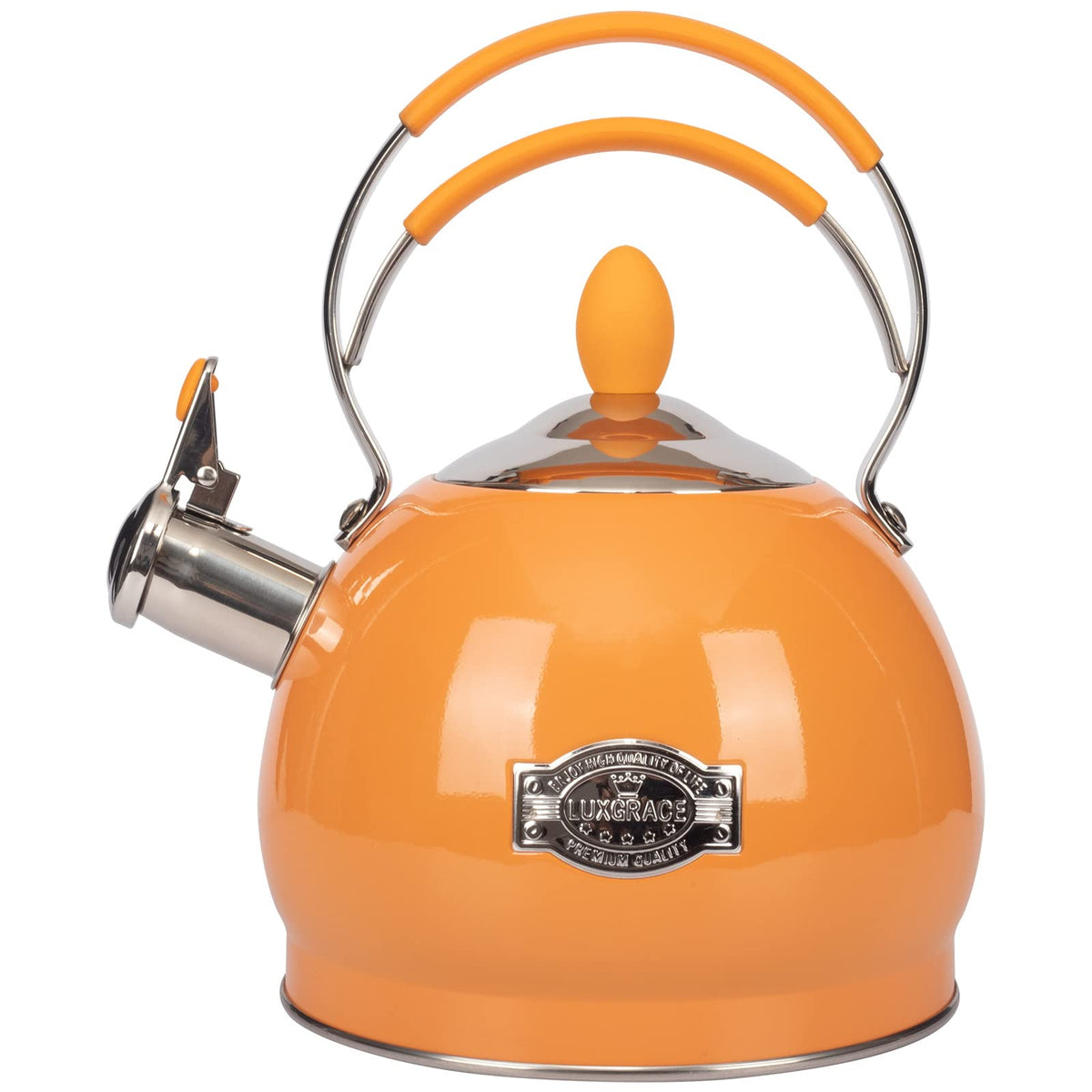 LUXGRACE whistling tea kettle with steel body for durable, easy cleaning
