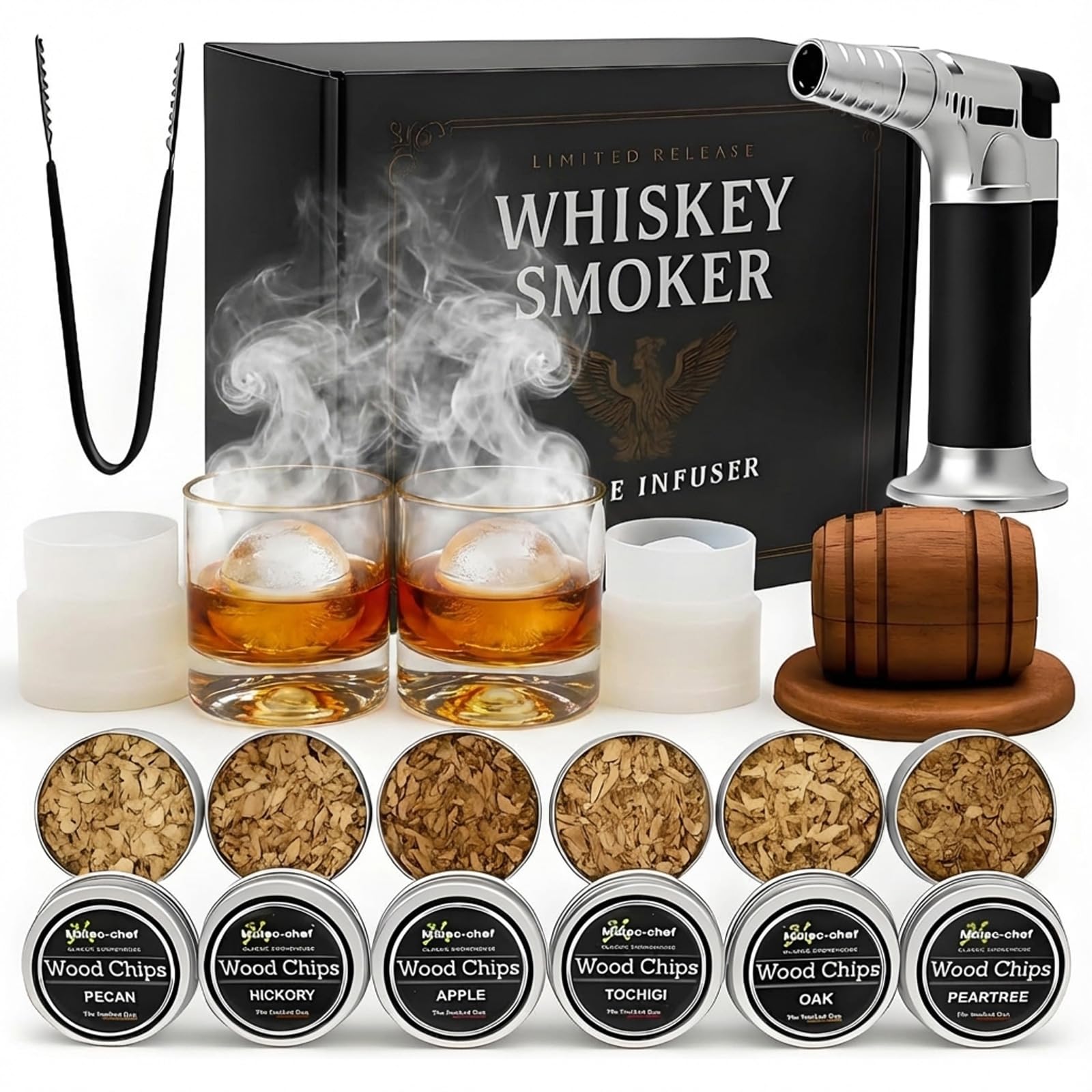 Luxice whiskey smoker top for quick home smoke infusions