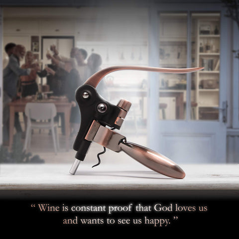 Luxiluxy in-use corkscrew simplifying bottle opening during gatherings.