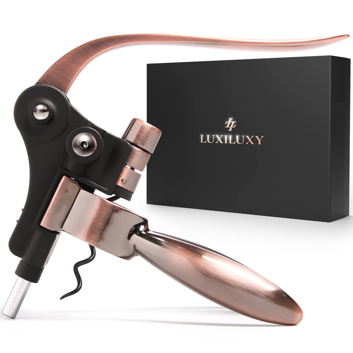 Luxiluxy wine bottle opener close-up highlighting sturdy build for long-lasting use.