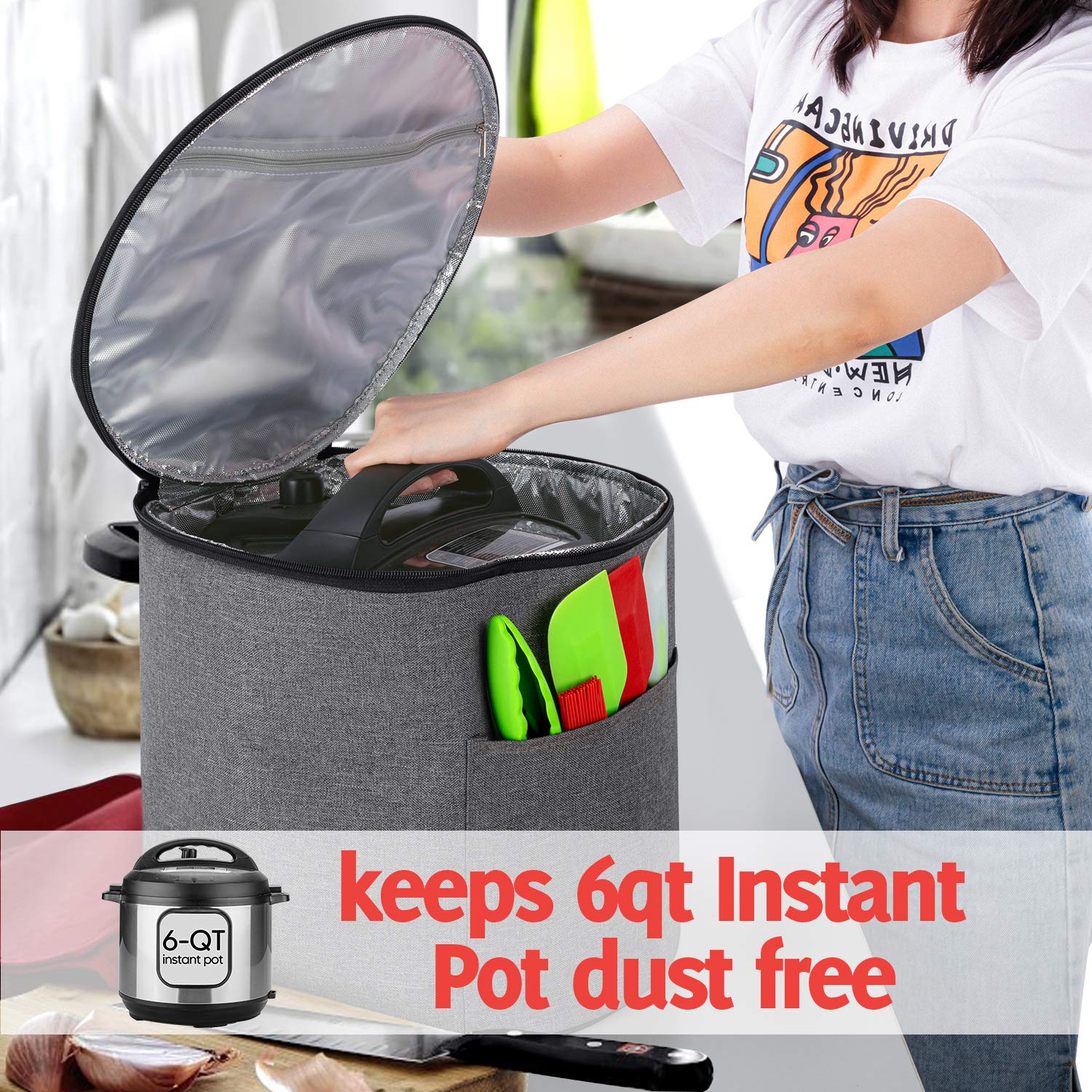 Luxja dust cover dimensions 13x11-5 for 6qt Instant Pot