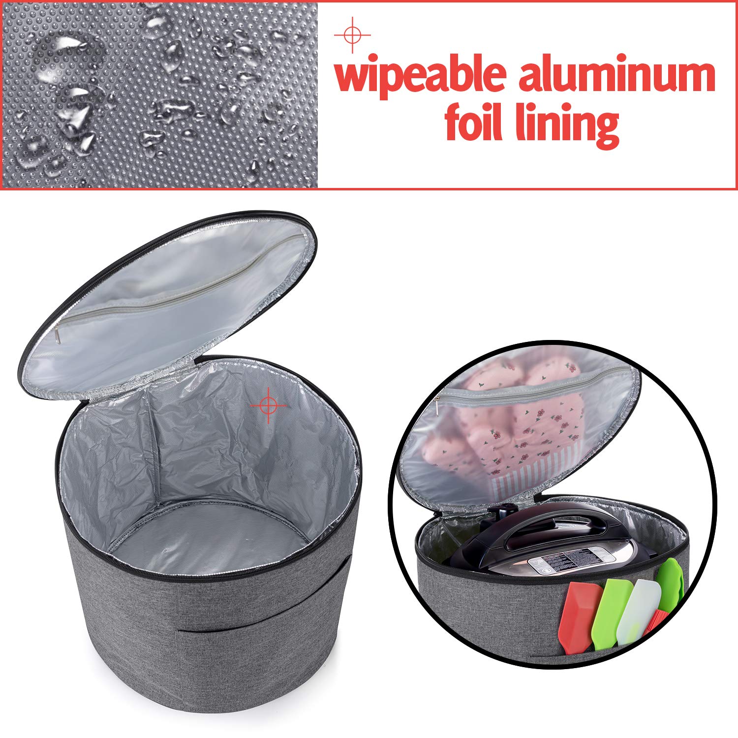 Luxja dust cover front pocket accommodates accessories and utensils