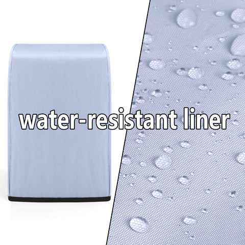 Luxja dust cover with accessory pockets keeps spatula and recipe book organized.