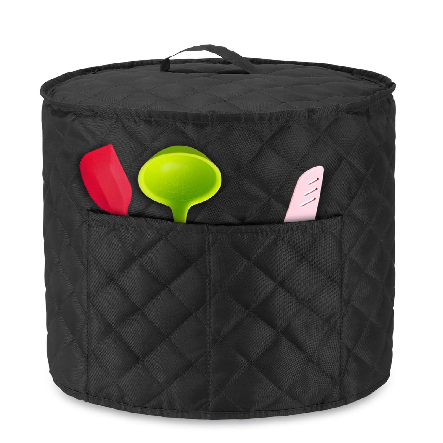 Luxja dust cover pockets outside demonstrate convenient utensil storage during cooking