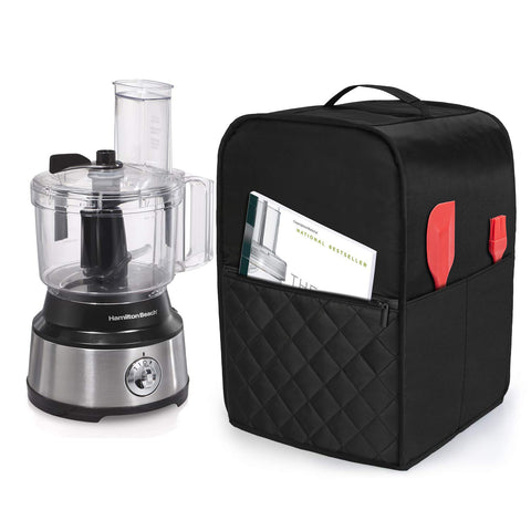 Luxja food processor cover front view protects Cuisinart or Hamilton Beach units from dust.