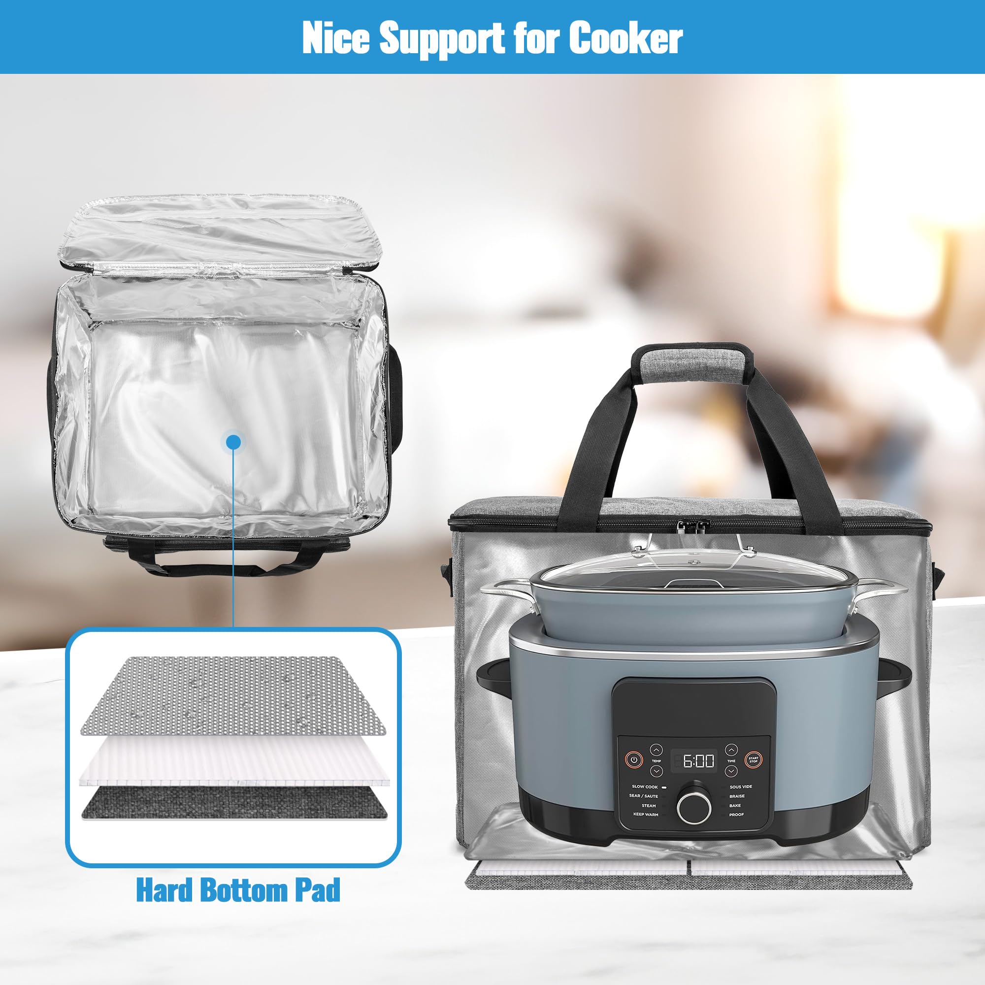 Well-padded interior protects your Ninja Foodi Possible Cooker Pro during transport