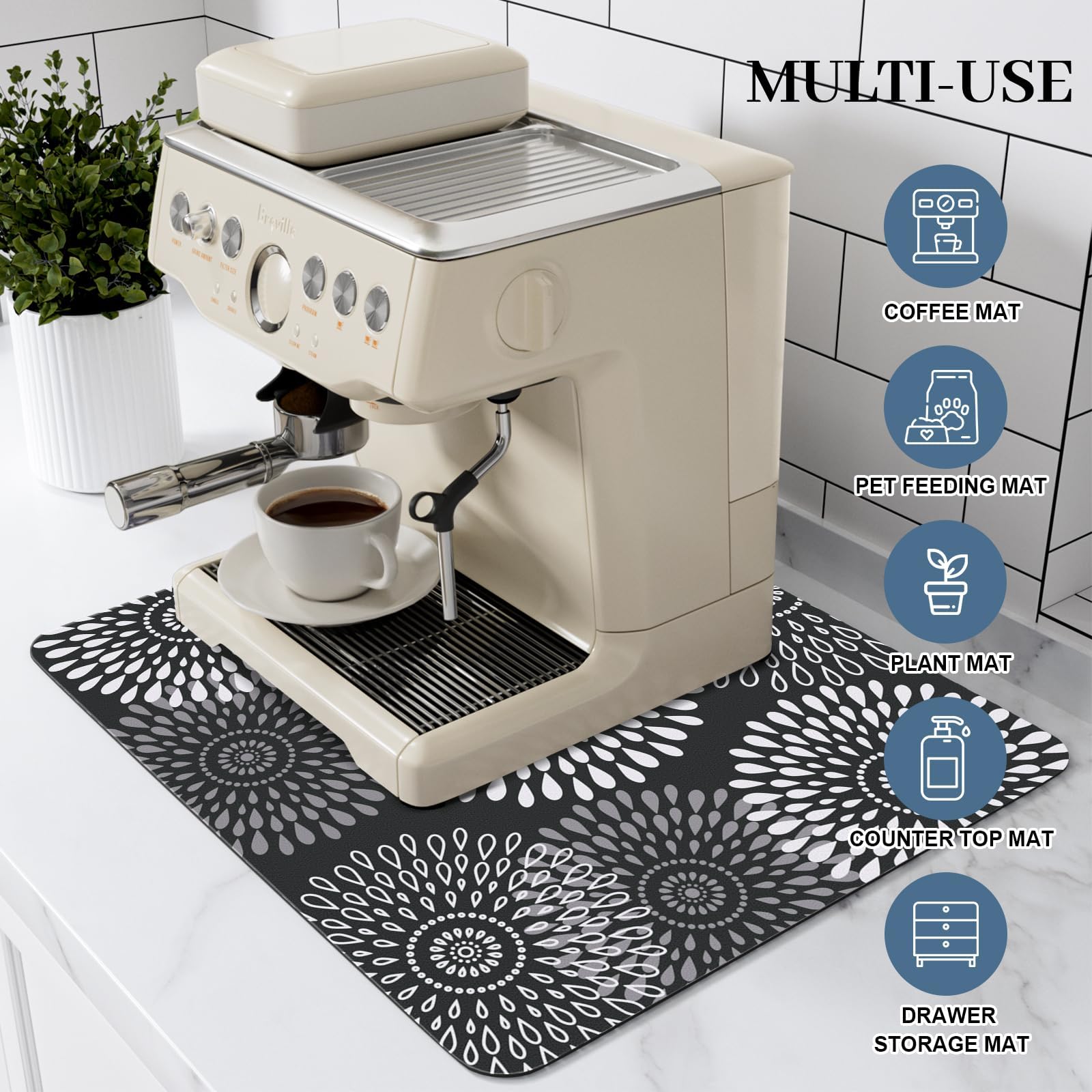 LuxStep dish drying mat protects countertops and surfaces from water.