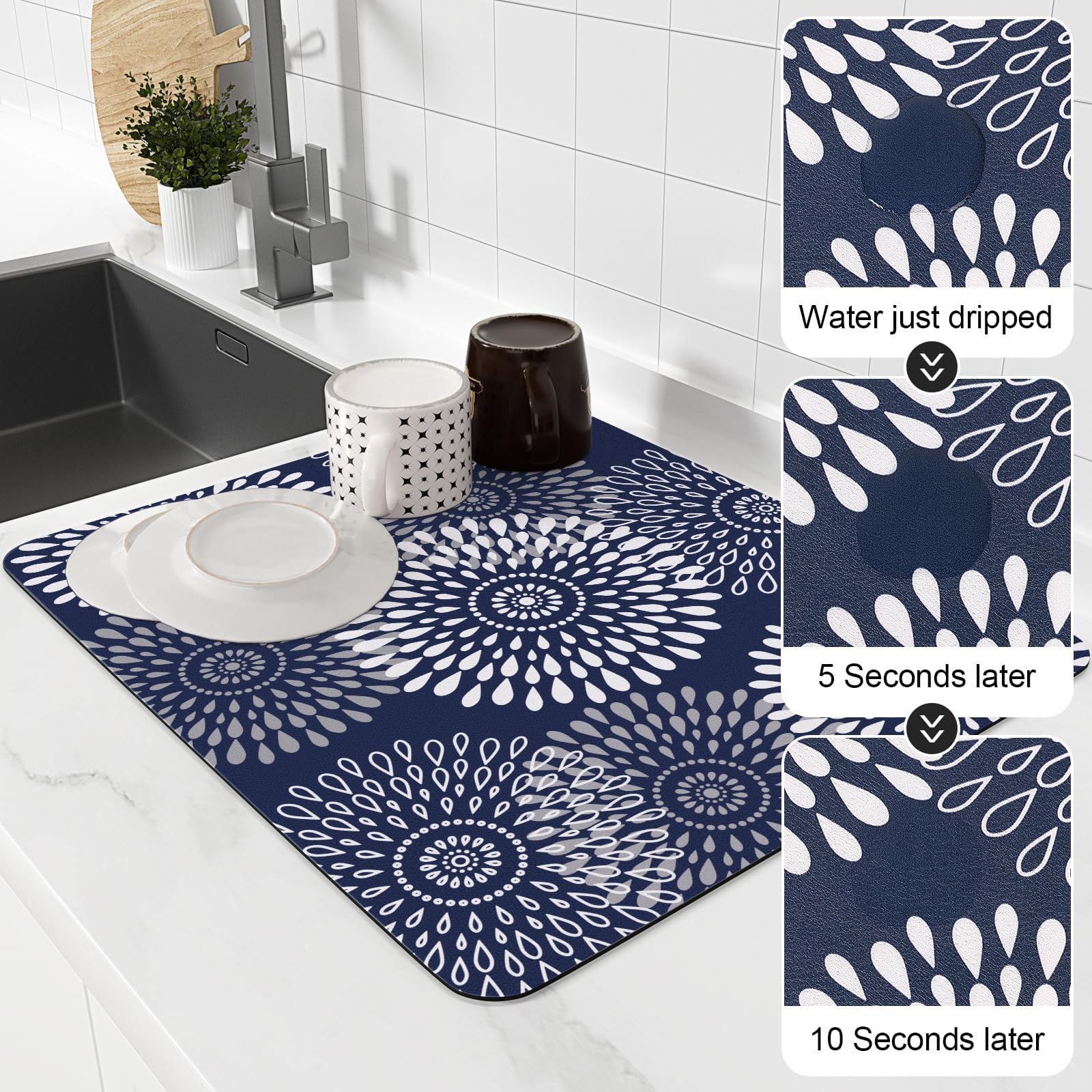 LuxStep dish drying mat is easy to clean; wipe or rinse and air-dry.