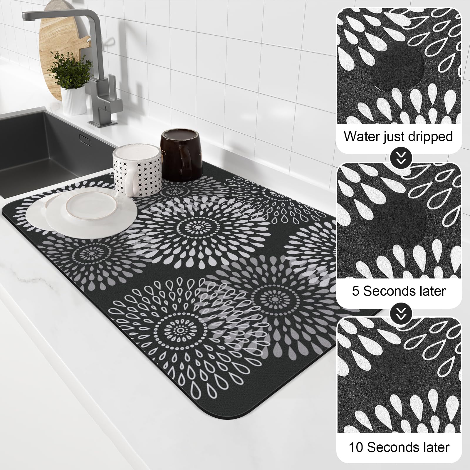 LuxStep dish drying mat folds compactly for easy storage in a drawer.