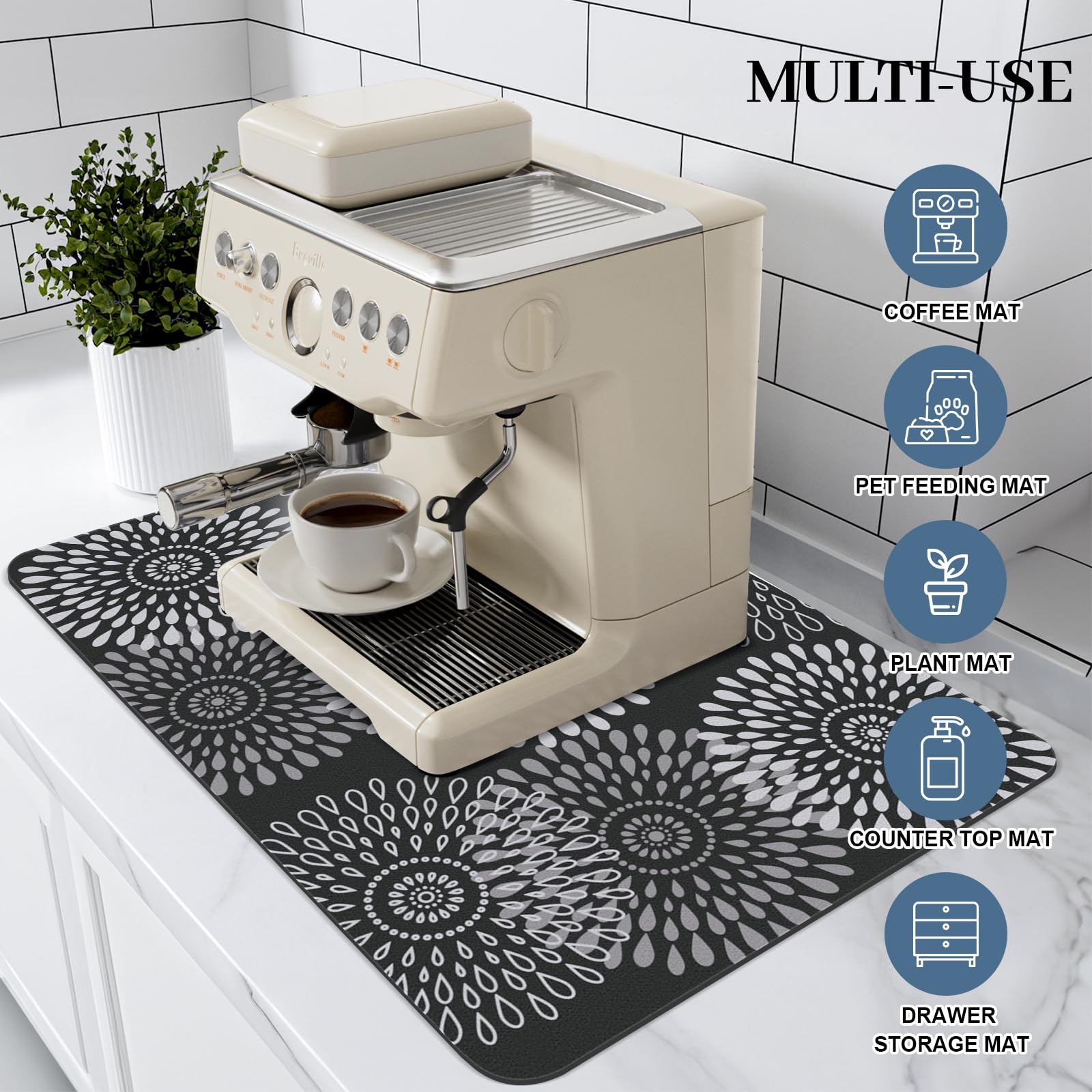 LuxStep dish drying mat offers multi-use placement for kitchen, bath, or shelves.