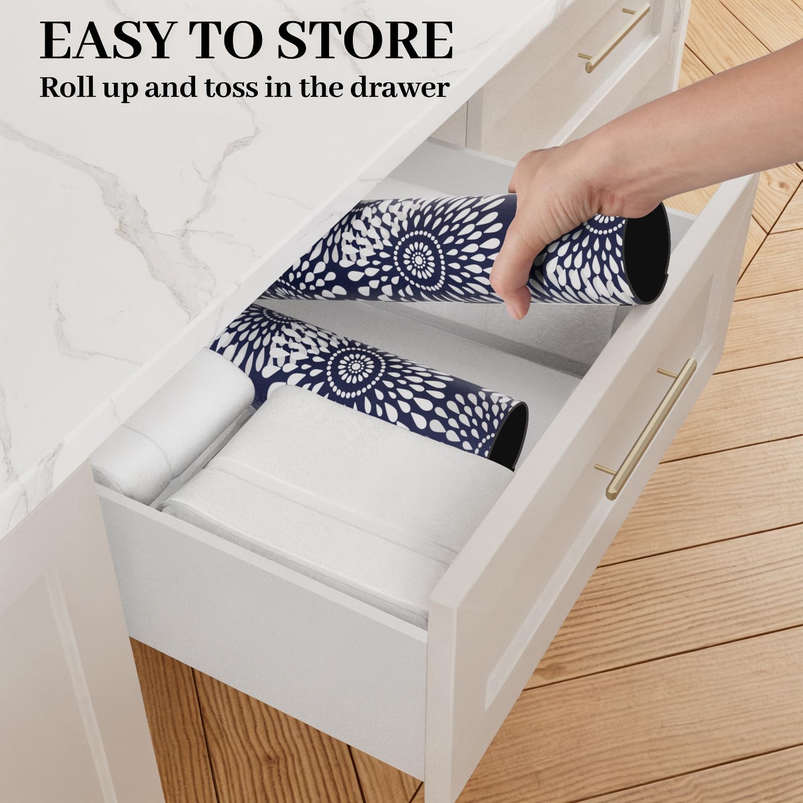 LuxStep dish drying mat offers four color patterns for stylish kitchens.