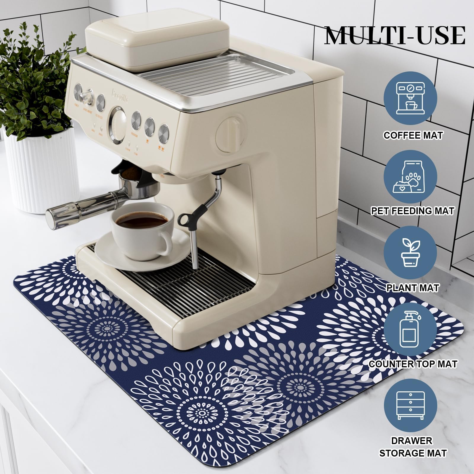 LuxStep dish drying mat roll-up design saves space when not in use.