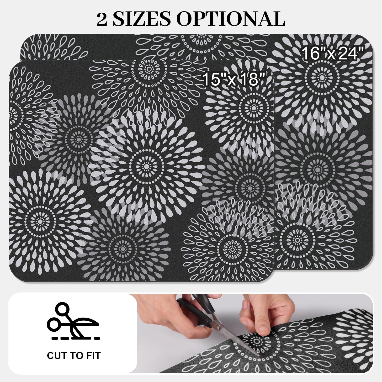 LuxStep dish drying mat shows rubber backing that protects surfaces from moisture.