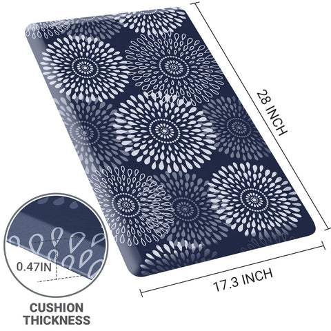 LuxStep kitchen mat close-up on beveled blue edges to prevent trips.